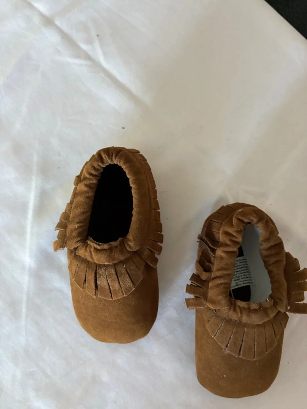 Kids Fringe Moccasin Slip-On Shoes - Brown